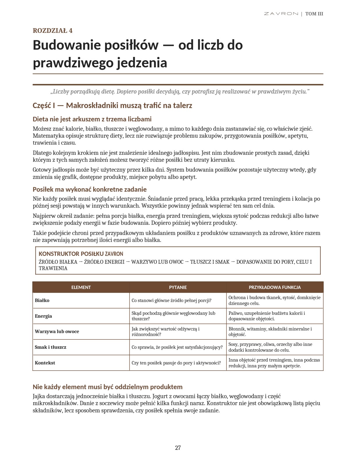 Fragment e-booka ZAVRON — Tom III: budowanie posiłków